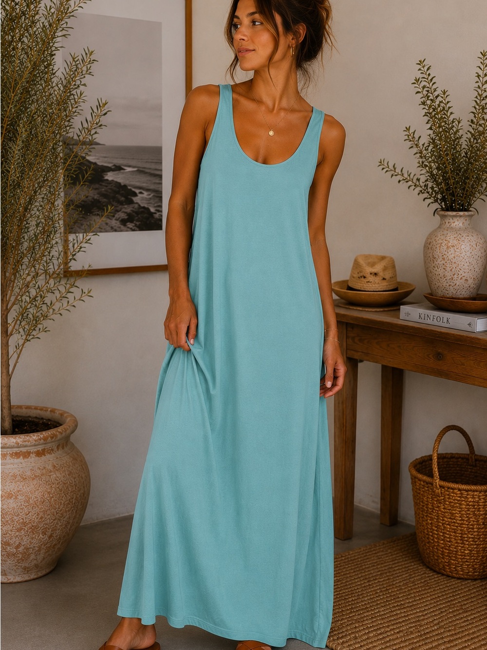 Zenana Outfitters Light Scoop Neck Maxi Dress - Picture 1 of 1